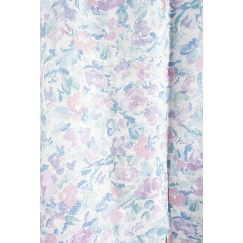 Vintage 1980s Womans Midi Skirt Suit M Blazer Pastel Floral Puff Sleeves Purple - Picture 7 of 12